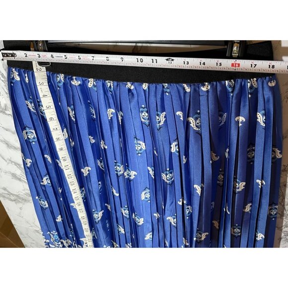 Lane Bryant Womens Pleated Midi Skirt Size 16 Blue & White Floral Print Elastic - Picture 6 of 7